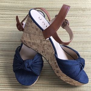 Unisa Textile Upper Denim Heel Sandals Size 9M